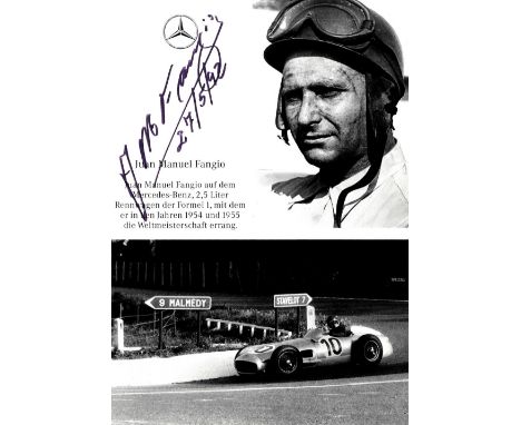 FANGIO JUAN MANUEL: (1911-1995) Argentinean Motor Racing Driver, Formula One World Champion 1951, 1954, 1955, 1956 & 1957. Si