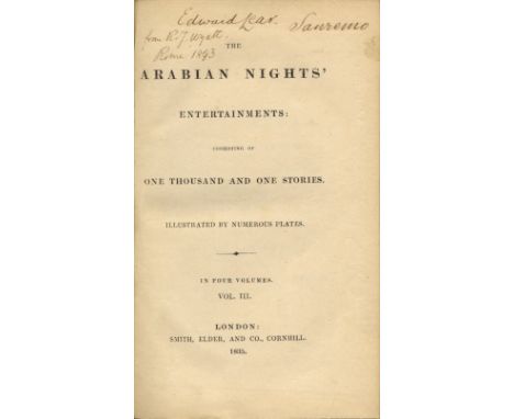 LEAR EDWARD: (1812-1888) English Artist, Illustrator and Poet. A set of 8vo hardback editions of The Arabian Nights' Entertai