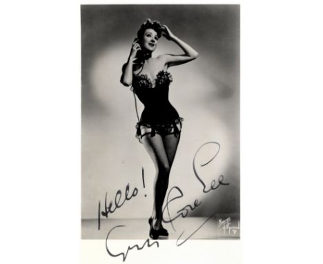 LEE GYPSY ROSE: (1911-1970) American Burlesque Entertainer, famous for her striptease act. Vintage signed postcard photograph