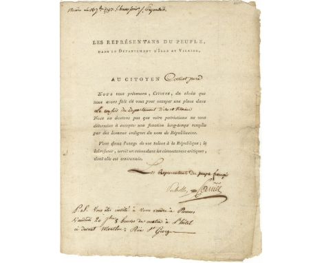 CARRIER JEAN-BAPTISTE: (1756-1794) French Revolutionary, known for his cruelty to his enemies, especially the clergy. D.S., C