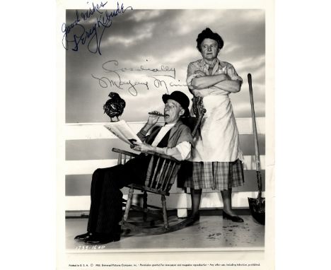 MA AND PA KETTLE: A good vintage signed 8 x 10 photograph by both Percy Kilbride (Pa; Franklin Kettle) and Marjorie Main (Ma;