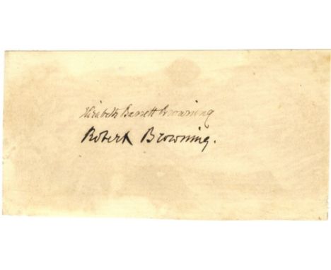 BARRETT BROWNING ELIZABETH: (1806-1861) English Poet & BROWNING ROBERT (1812-1889) English Poet. Husband and wife from 1846-6