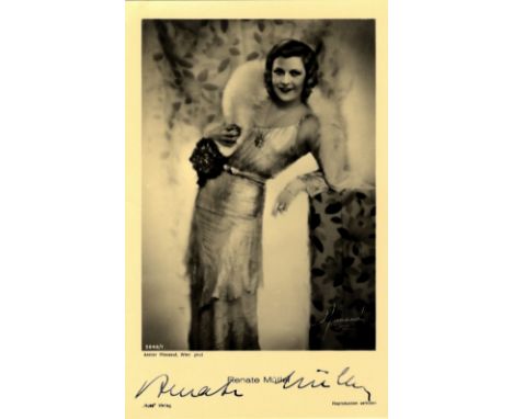 MULLER RENATE: (1906-1937) German Actress, Mistress of Adolf Hitler. Vintage signed sepia postcard photograph, the image depi