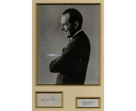 FAMOUS MEN: Small selection of signed pieces and cards etc., by a variety of famous men comprising Richard Nixon, Harold Wils