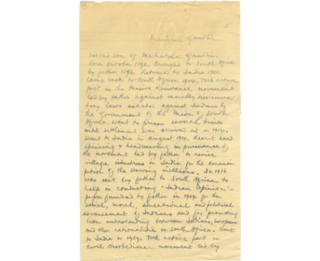 GANDHI MANILAL: (1892-1956) Son of Mahatma K. Gandhi, editor of the Indian Opinion, a Gujarati-English weekly publication in 