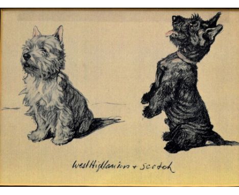 TWO SCOTTIE DOG PRINTS, West Highlander and Scotch, together with Scotch and West Highlander, each approximately 14cm x 19cm