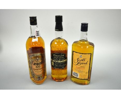 SCOTCH WHISKY, comprising Grants, 50%, 1 litre, WM Grant & Sons Single Grain Blackbarrel, 43%, 1 litre, Highland Way, 40%, 1 