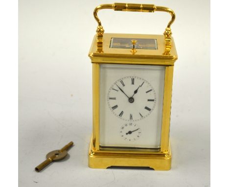 A FIVE GLASS FRENCH REPEAT/STRIKE  ALARM CARRIAGE CLOCK, Japy Freres, Circa 1900, approximately max 13cm high