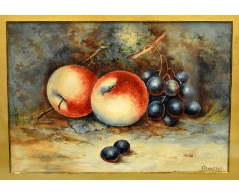 E. TOWNSEND, (20th Century Worcester Artist), still life apples and grapes before mossy bank, and another with peaches and gr