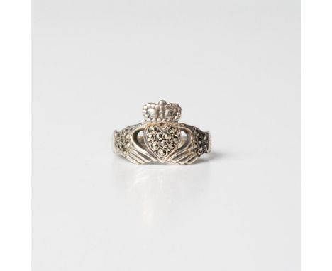 Vintage sterling silver Claddagh ring set with marcasite stones. Size 6. Dimensions: See DescriptionCountry of Origin: Irelan