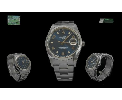Rolex - Oyster Perpetual Gents Stainless Steel Chronometer / Automatic Wrist Watch. Ref 1520, Date 2003. Features Blue Dial, 