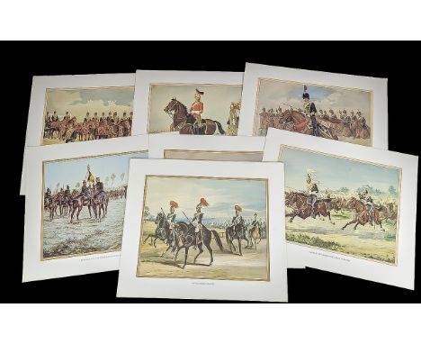 Twelve British Army Prints, each measures 14.5'' x 12.25'', including 3rd The King's Own Light Dragoons, 3rd Dragoon Guards 1