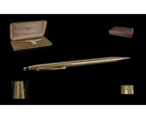 Cross - Ladies or Gents 14ct Gold Cased Propelling Pencil, case marked 585 - 14ct, as new condition (mint), with Cross pen di