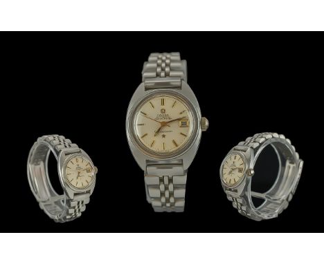 Omega - Ladies Constellation Automatic Chronometer Stainless Steel Wrist Watch, With Just / Date Display Window. c.1980.s, 