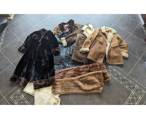 Collection of Vintage Coats, comprising Neustradter mink full length coat, dark brown, side pockets, hook and eye fastening, 