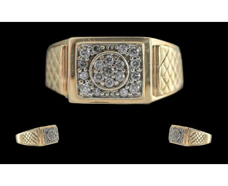 9ct Gold Diamond Set Ring - Full Hallmark For 9ct (375) To Interior Of Shank. Diamond Of Good Colour. Est Diamond Weight 0.30
