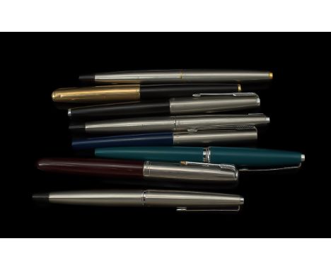 A Collection Of Vintage Parker fountain Pens. 8 In Total. All In Good Condition.