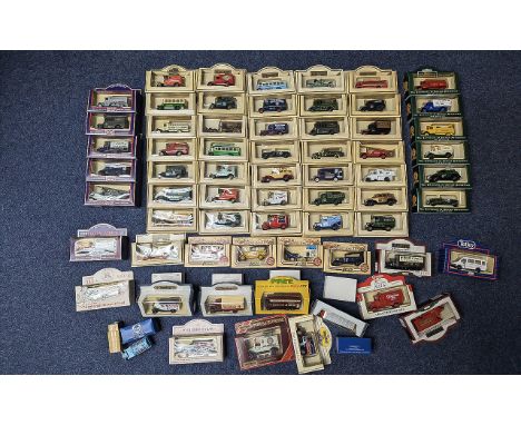 Collection of Die Cast Models in two banana boxes, containing approx. 70 blister packed models, mostly Days Gone By, themes t
