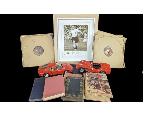 Mixed Lot of Collectibles including Sir Stanley Matthews framed autograph measures 16'' x 14'', two vintage Ferrari toy cars,