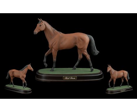 Royal Doulton Racehorse Figure on Stand - 'Red Rum' Brown Matt Raised On A wooden Plinth. Model Number A226. Designer Amanda 