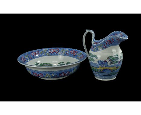 Large Copeland Spode Water Jug &amp; Bowl.  Bowl diameter 16.5''.