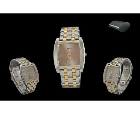 Rado Florence Gold Tone and Steel Wrist Watch - Ref No 129-3750-4 Case No 05086080. Features Sapphire Crystal Glass, Water Pr