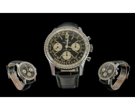 Breitling Navitimer 806 Geneve Gents Manual Wind Steel Cased Chronograph Wrist Watch - Circa Late 1960's. Features Black Dial