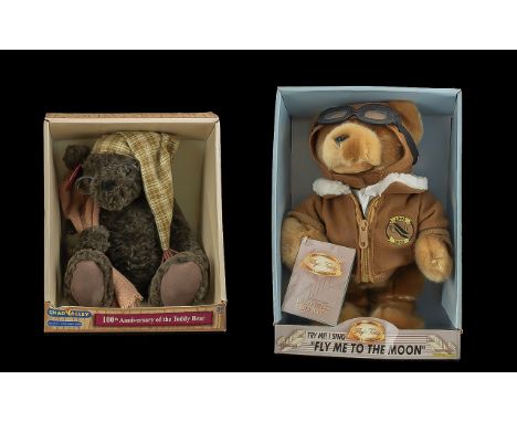 Two Boxed Teddy Bears, comprising Limited Edition 'Flight Teddy' who sings 'Fly Me To The Moon', and Chad Valley 100th Annive