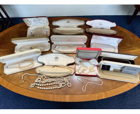 Collection of Assorted Vintage Pearls. To include various Lotus Simulated Pearls, some with silver clasps and various others.