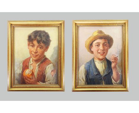 Adolf Raufer, 1871 Wien – 1965 ebenda Öl/Leinwand. Portraits zweier italienischen Bauernjungen. Gezeigt wird ein Bauernjunge 