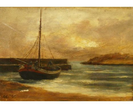 S.G. Wilson - Wemyss Bay, oil on canvas, signed with monogram and dated '91 lower left, further inscribed verso, 18 x 24.5cm