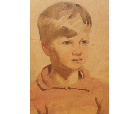 20th century English school portrait of a young boy, watercolour, 35.5x25.5cm, with Chris Beetles Ltd of St James's, London, 