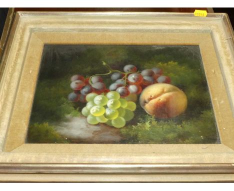 Early 20th century school - Still life with fruit on a mossy bank, oil on canvas, 22 x 30cm; 20th century school - The Little