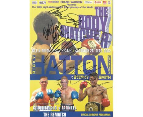 Boxing Programme Hatton v Smith WBU Light Welterweight Championship of the World MEN arena 28th September 2002 signed on the 