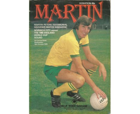Football Vintage Programme Martin Peters Testimonial Norwich City v The 1966 England World Cup Squad Carrow Road 18th October