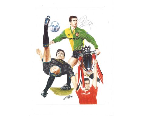 Football Eric Cantona 14x10 print pictured during his time with Manchester United. Good Condition. All autographs are genuine
