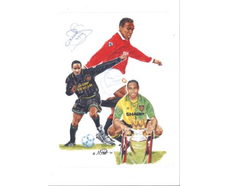 Football Paul Ince 14x10 print pictured during his time with Manchester United. Good Condition. All autographs are genuine ha