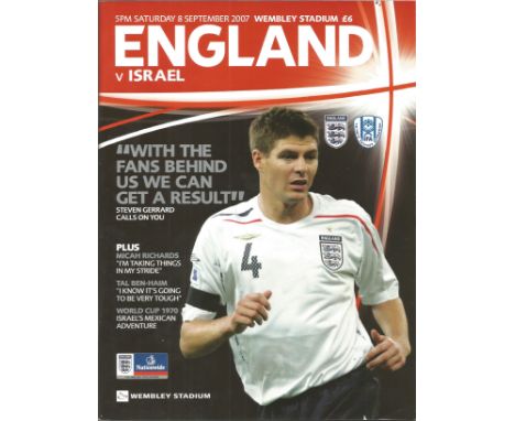 Football vintage programme England v Israel Wembley Stadium 8th September 2007. Good Condition. All autographs are genuine ha