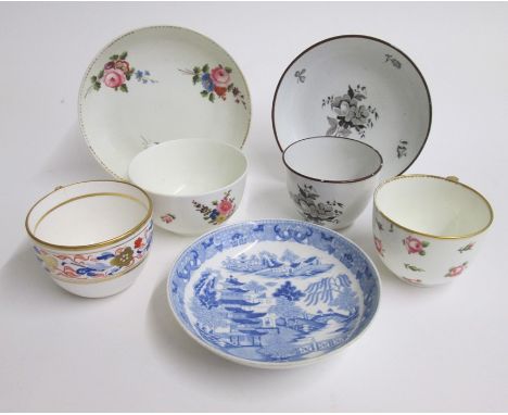 Small section of 19th century English Porcelain including a Spode Cup and Saucer and a Miles Mason Saucer Davenport Cup three
