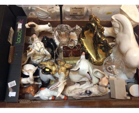 A collection of decorative ceramic figures, mostly by Wedgwood &amp; Co, including mostly animal figures, caricature animal f