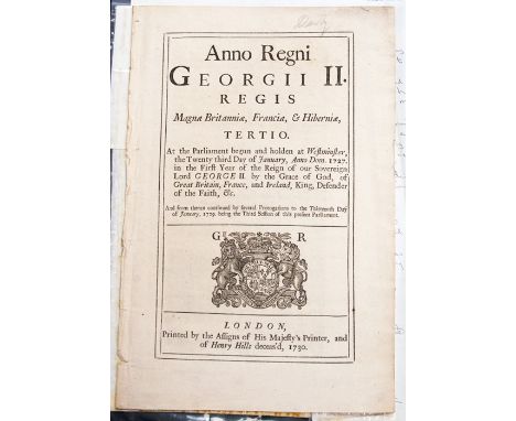 A George II Act of Parliament document dated 1730, the first line reading An Act for Making more effectual an act passed in t