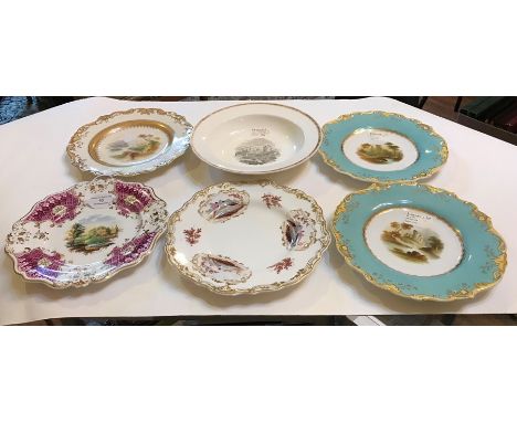 A group of early to mid-nineteenth century hand-painted and bat printed porcelain plates, including Copeland & Garrett, Copel