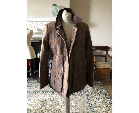 A Joules light brown tweed field jacket with poachers pockets, suede collar, along with a red/green check Joules 3/4 length j