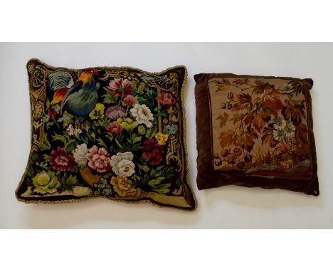 A collection of embroidery items in various colours & stitching to include floral patterns.   A 1930's Arts & Crafts design, 