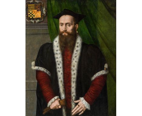 Nicolas de Neufchâtel gen. Lucidel 1527–1590 zugeschrieben Porträt einer Standesperson Öl auf Holz, parkettiert 93 x 72 cmPro