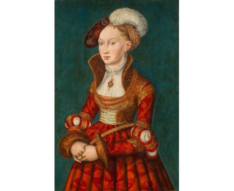 Lucas Cranach der Jüngere 1515–1586 Bildnis einer jungen Frau Öl auf Holz 85 x 56 cmProvenienz: Julius Boehler (1920) alter P
