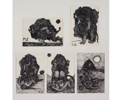 Friedrich Dürrenmatt 1921–1990 Minotauren, 5-teilig 1975 Filzstift auf Papier je monogrammiert FD 21 x 14,7 cm (5)Ausstellung