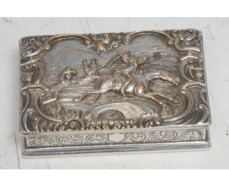 Robert Burns and Scottish Literature - a Victorian electrotype rectangular snuff box, the hinged cover with Tam o'Shanter and