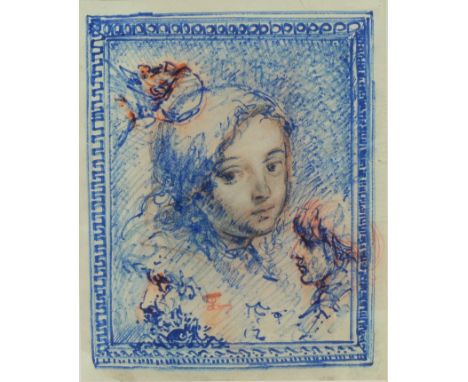 Thomas O'Donnell (Irish Artist, 20th century)Study of Four Headsmonogrammed and signed, inscribed to verso, mixed media on pa