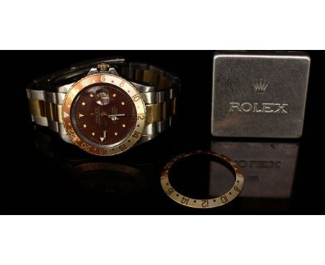 A Rolex Oyster Perpetual GMT-Master Superlative Chronometer, brown dial, baton indicators, date aperture, centre seconds hand